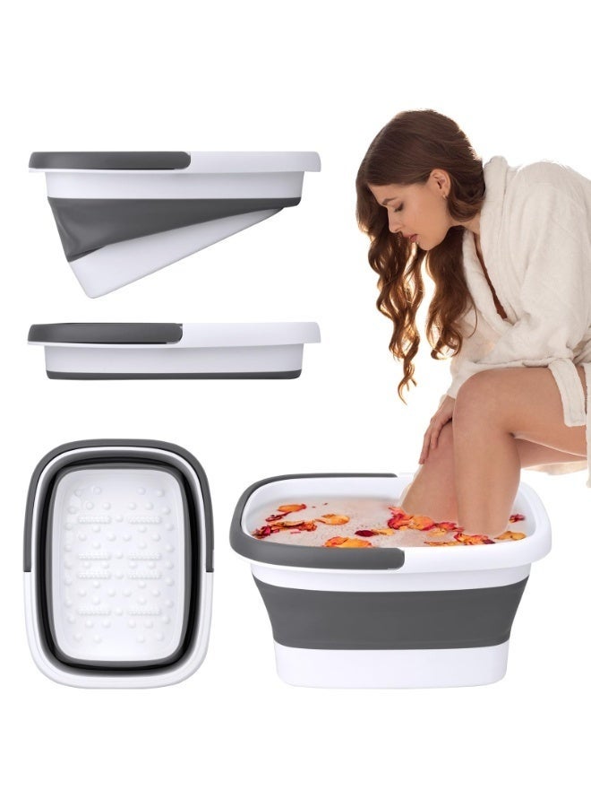 Bukela Collapsible Foot Bath Soak Tub with Handle, Portable Foot Spa Basin with Massage Acupoints for Washing & Soaking Feet - Space-Saving Collapsible Bucket for Home, Travel - Image 1
