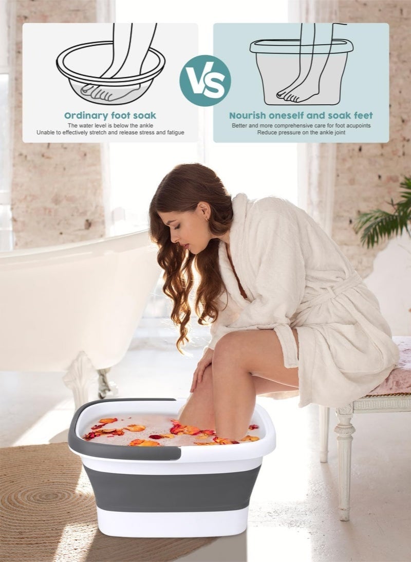 Bukela Collapsible Foot Bath Soak Tub with Handle, Portable Foot Spa Basin with Massage Acupoints for Washing & Soaking Feet - Space-Saving Collapsible Bucket for Home, Travel - Image 4
