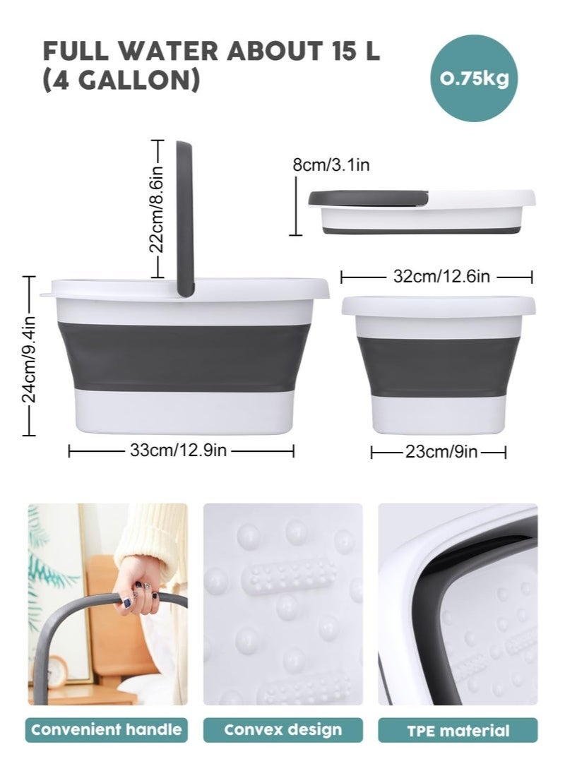 Bukela Collapsible Foot Bath Soak Tub with Handle, Portable Foot Spa Basin with Massage Acupoints for Washing & Soaking Feet - Space-Saving Collapsible Bucket for Home, Travel - Image 2
