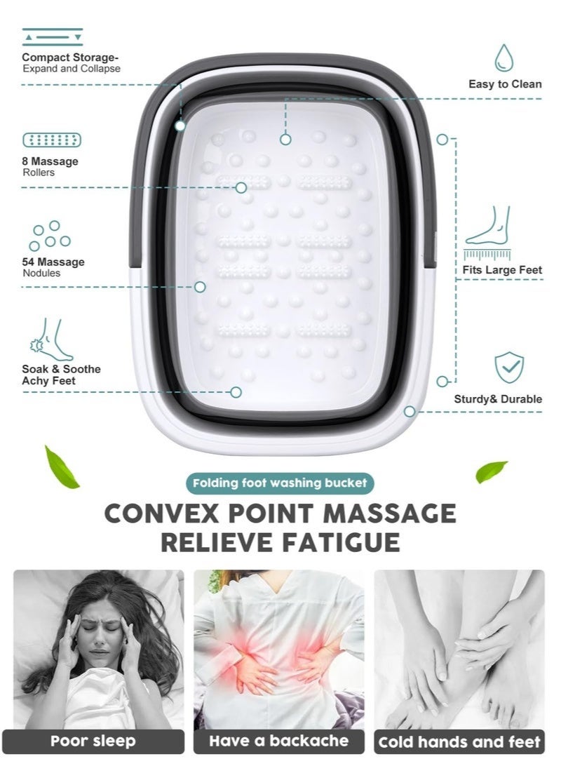 Bukela Collapsible Foot Bath Soak Tub with Handle, Portable Foot Spa Basin with Massage Acupoints for Washing & Soaking Feet - Space-Saving Collapsible Bucket for Home, Travel - Image 3