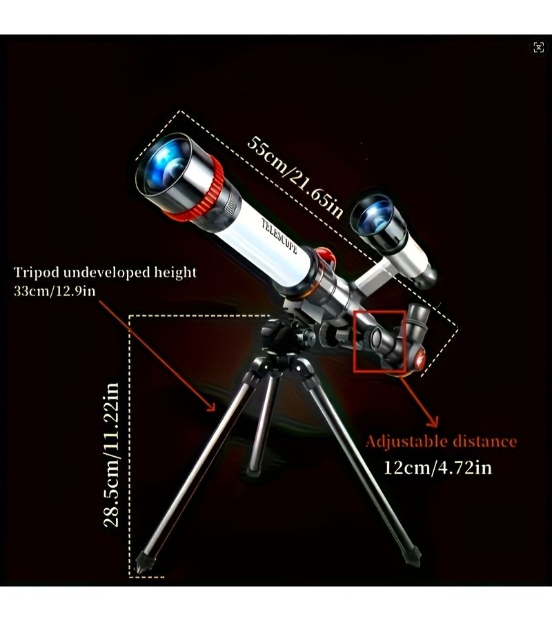 Scientific Educational Astronomical Telescope With 20x 30x 40x Eyepieces Objective Prism Finderscope Dual Tube Design 1pc Durable Material Beginner Christmas Gift Holiday Present - Image 2