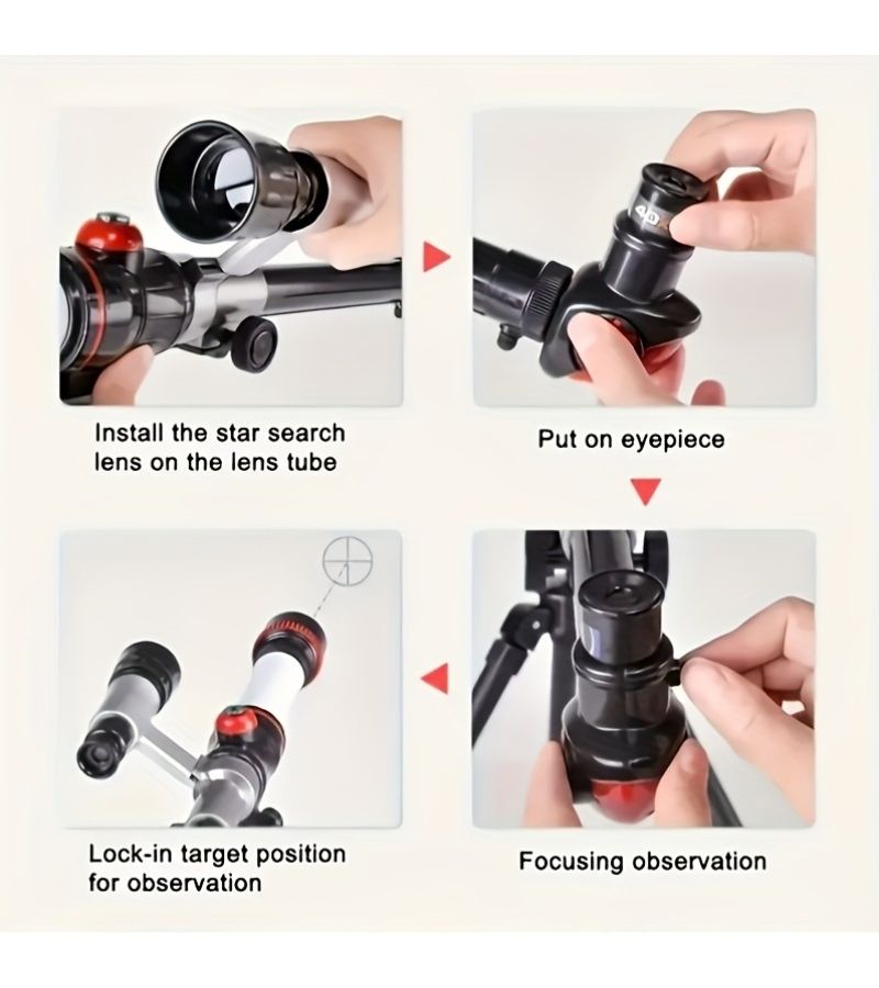 Scientific Educational Astronomical Telescope With 20x 30x 40x Eyepieces Objective Prism Finderscope Dual Tube Design 1pc Durable Material Beginner Christmas Gift Holiday Present - Image 3