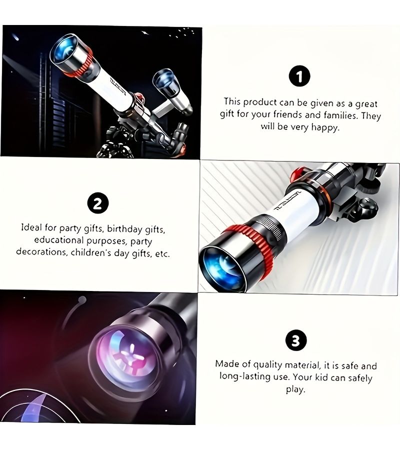 Scientific Educational Astronomical Telescope With 20x 30x 40x Eyepieces Objective Prism Finderscope Dual Tube Design 1pc Durable Material Beginner Christmas Gift Holiday Present - Image 4