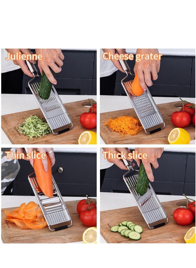 SYOSI Multipurpose Grater, Handheld 4 Adjustable Blades Set Stainless Steel, For Kitchen Tools Slicer, Lemon, Nutmeg, Chocolate, Vegetables, Fruits - Image 5