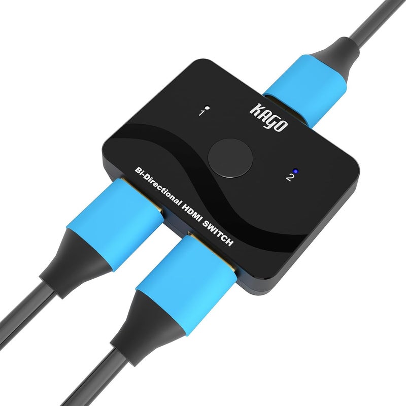 KAGO HDMI Switch 2 in 1 Out,HDMI Splitter 1 in 2 Out,Bi-Directional 4k@60hz HDMI Hub Supports Xbox PS5/4/3 Blu-Ray TV Fire Stick Roku Laptop PC, YZ-AB-S-1 - Image 1