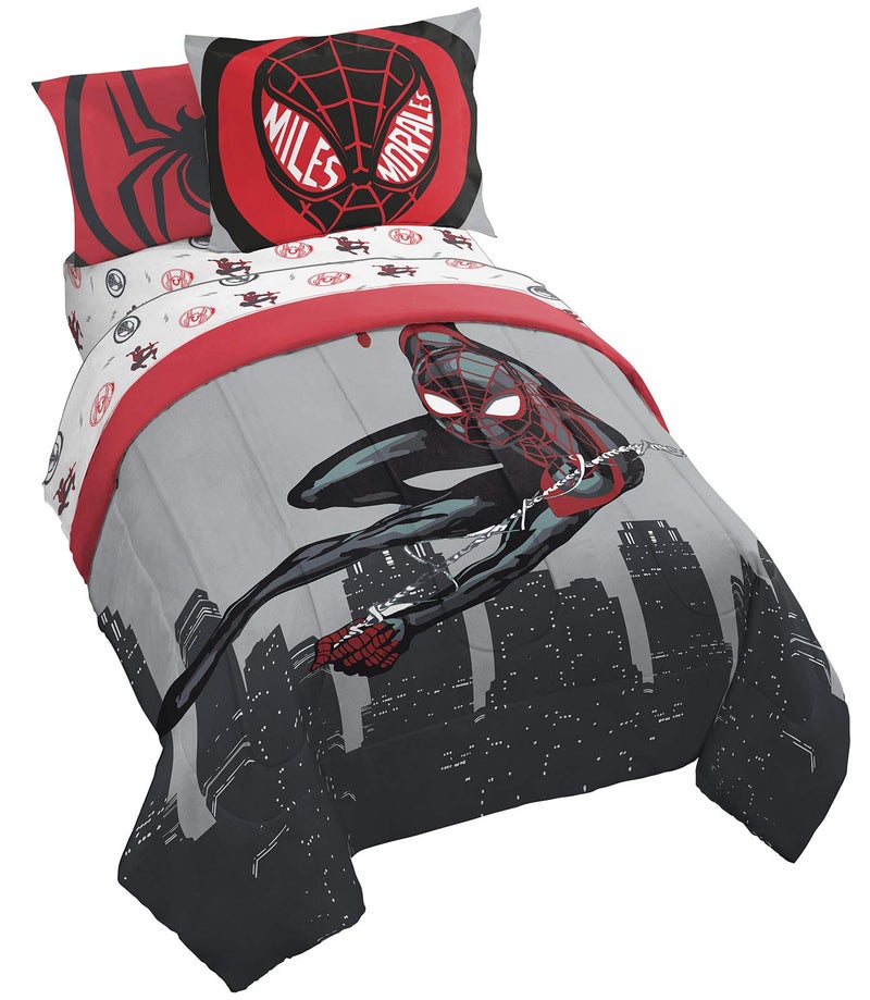Jay Franco Marvel Miles Morales New Kid 7 Piece Full Bed Set - Includes Comforter & Sheet Set Bedding - Super Soft Fade Resistant Microfiber (Official Marvel Product) - Image 1