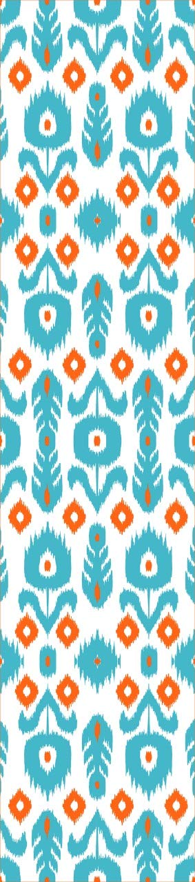 AEROHAVEN™ Ikat HD Digital Premium Modern 4 Seater Table Runner Cloth - TR-22 - (Aqua & Orange, 13 x 60 Inch) - Image 2