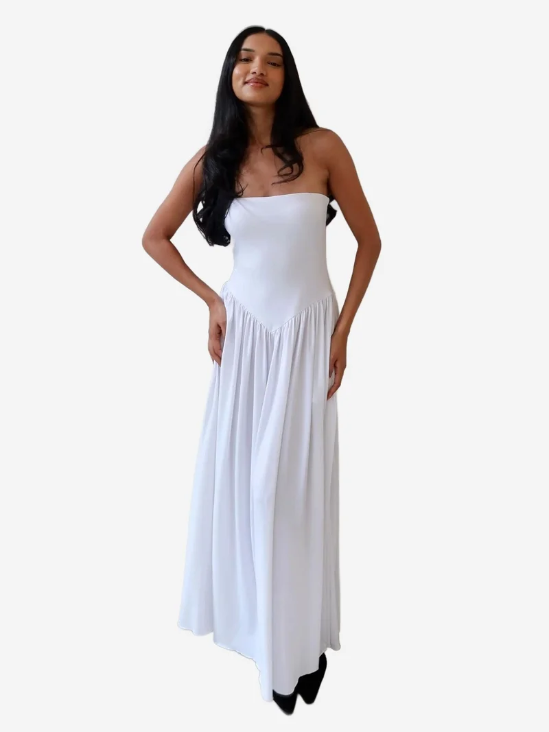 زوبعة فستان ماكسي ضيق بدون حمالات صوفي