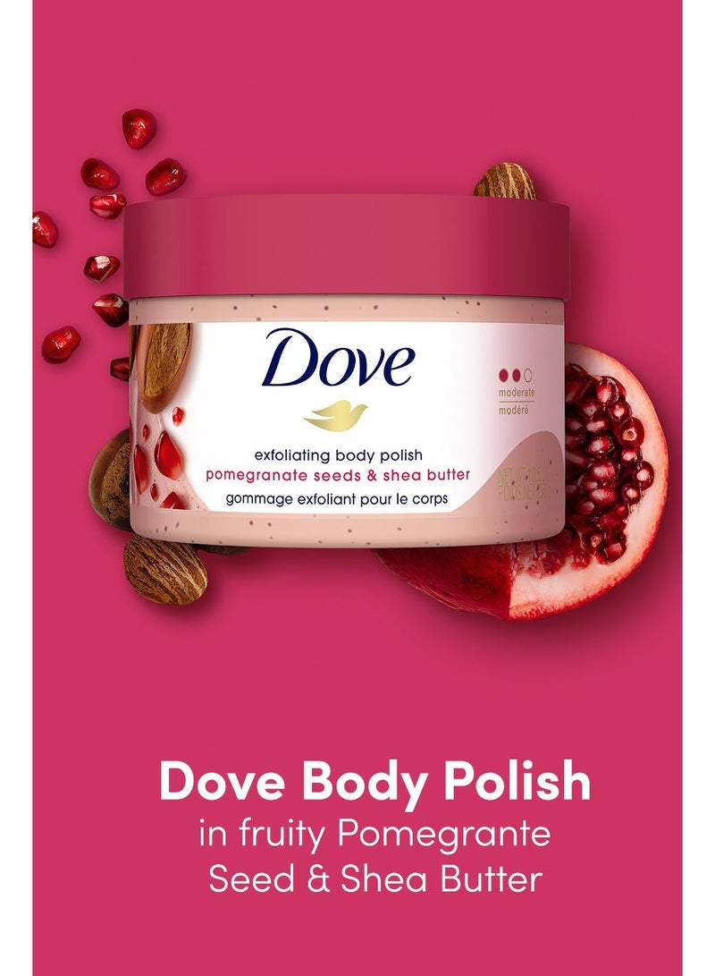 دوف مقشر الجسم دوف، زبدة الشيا المرطبة وبذور الرمان | يغذي ويرطب البشرة الناعمة | خالٍ من الكبريتات، 298 جرام. - Image 1