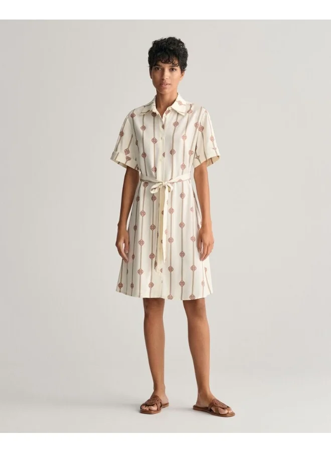 غانت Gant Printed Short Sleeve Shirt Dress