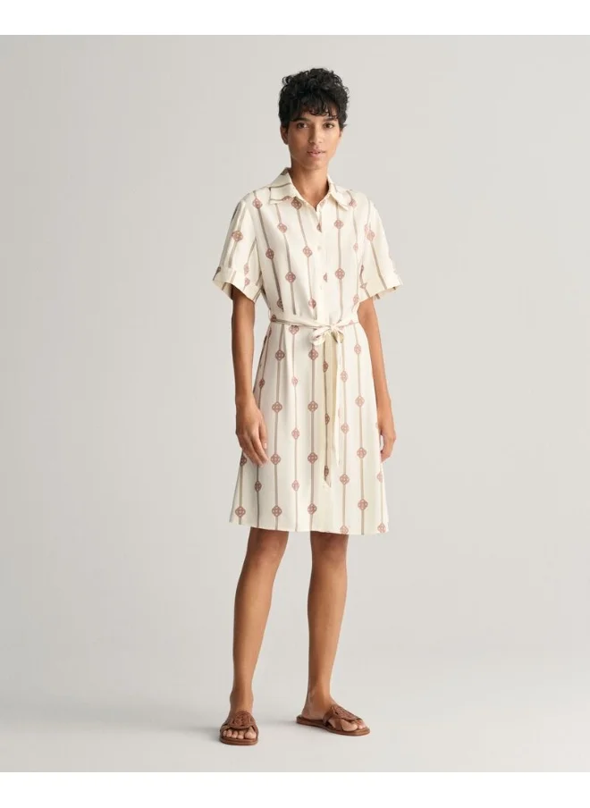 غانت Gant Printed Short Sleeve Shirt Dress