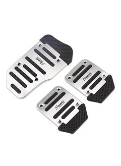 NIBEMINENT 3-Piece Car Silver MT Automatic Pedal Brake Cover Pad 