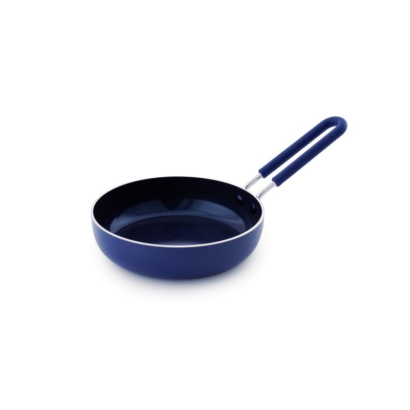 Blue Diamond Cookware Mini Egg Fry Pan Skillet, Diamond Infused Healthy Ceramic Nonstick, PFAS & PFOA-Free, Dishwasher Safe, Oven Safe, Even Heating, Easy Clean, Warp Control, Blue - Image 1