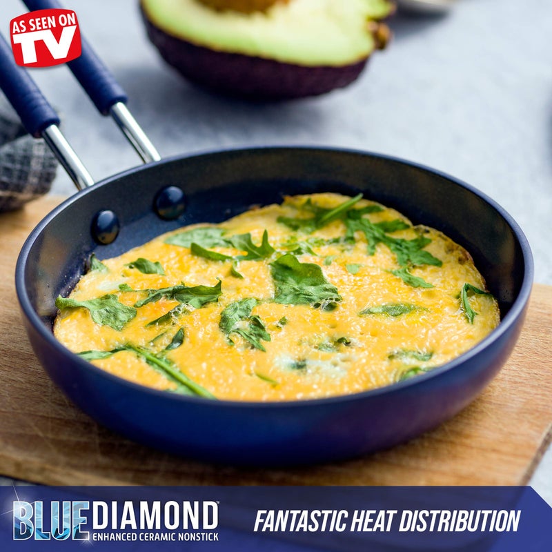 Blue Diamond Cookware Mini Egg Fry Pan Skillet, Diamond Infused Healthy Ceramic Nonstick, PFAS & PFOA-Free, Dishwasher Safe, Oven Safe, Even Heating, Easy Clean, Warp Control, Blue - Image 2