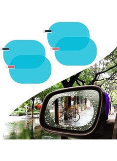 Generic 4Pieces Car Rearview Mirror Film, Rainproof Waterproof Anti Fog Mirror Film, Transparent HD Protective Sticker Universal for Car Windows, Rearview Mirrors  - Image 1