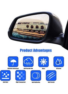 Generic 4Pieces Car Rearview Mirror Film, Rainproof Waterproof Anti Fog Mirror Film, Transparent HD Protective Sticker Universal for Car Windows, Rearview Mirrors  - Image 4