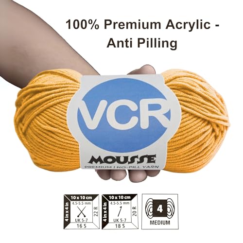 VCR 4ply Mustard Yarn, 100 Grams Hank, 190 Meters Length, Acrylic Ball for Crochet and Knitting, Soft Crosia Threads, Pack of 1 Yarn, Suitable for DIY Crafts - Image 3