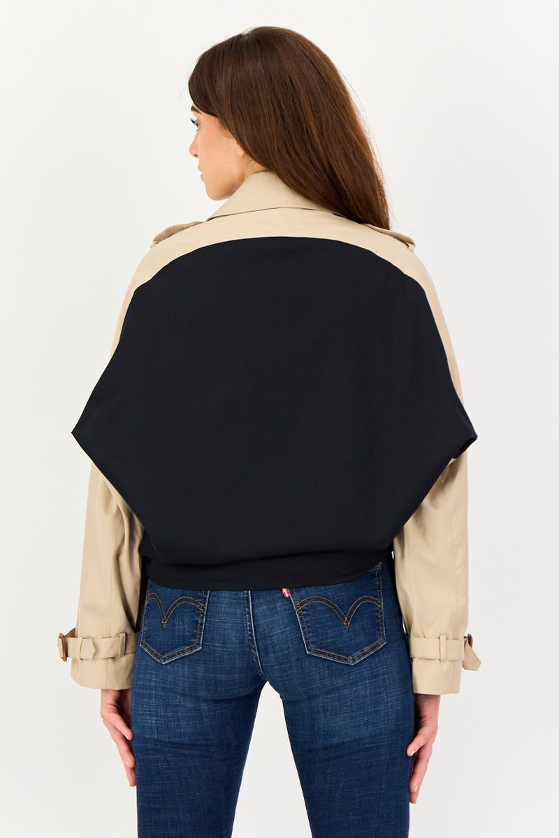 SELECTED Raw Denim Society x Selected Women Spread Collar Two Tone Softshell Jacket, Multicolor - Image 3