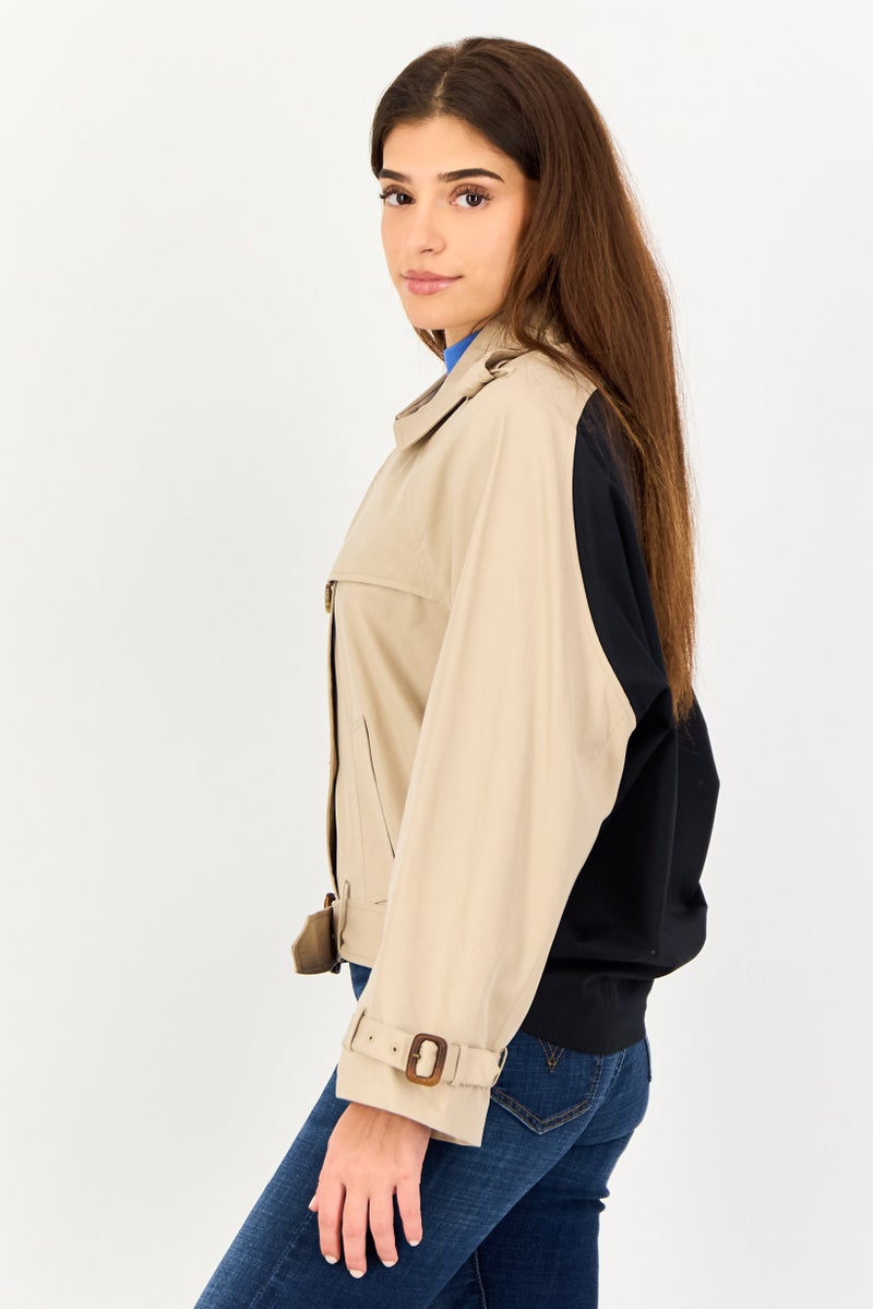 SELECTED Raw Denim Society x Selected Women Spread Collar Two Tone Softshell Jacket, Multicolor - Image 4