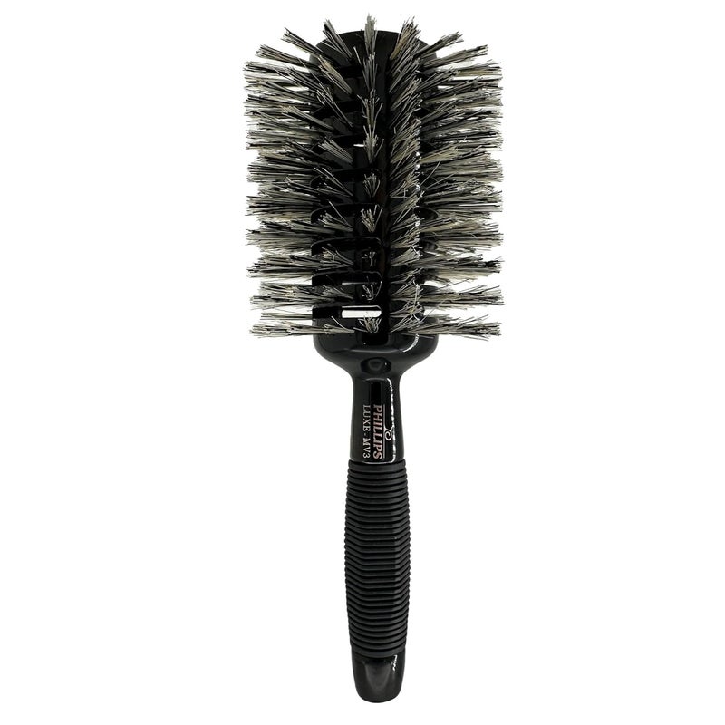 Phillips Brush Luxe Monster Vent 3 Professional Hair Brush 4 Diameter Barrel  Black  Rose Gold Vented Hairbrush with Nylon Reinforced Boar Hair Bristles Ergonomic Rubber Grip