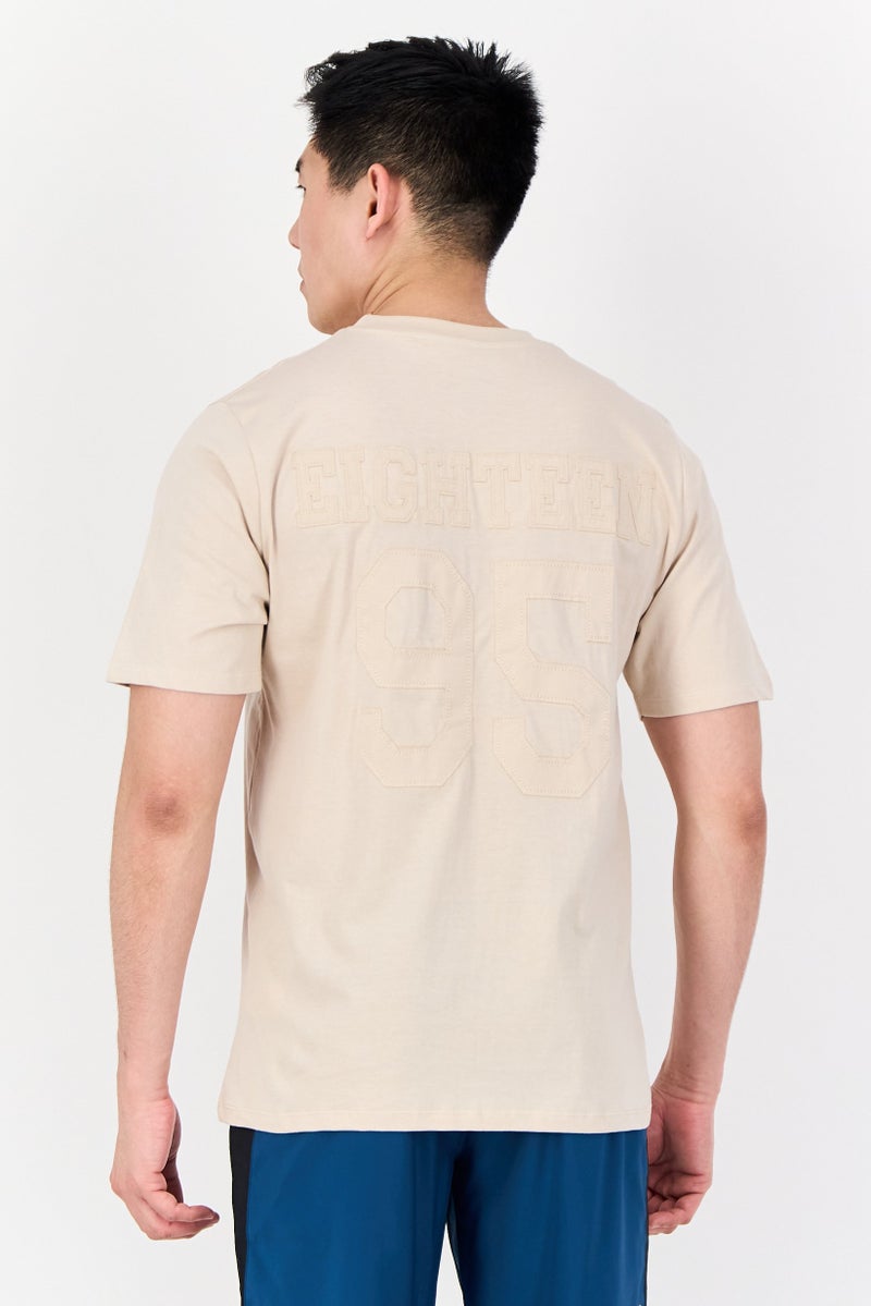 Reebok Men Sportswear Fit Short Sleeve Outdoor T-Shirt, Beige - Image 3