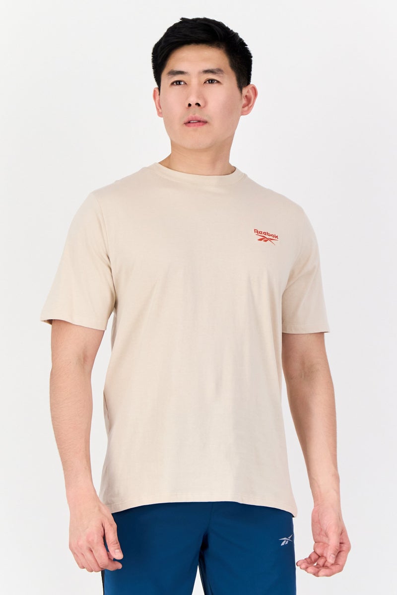 Reebok Men Sportswear Fit Short Sleeve Outdoor T-Shirt, Beige - Image 1