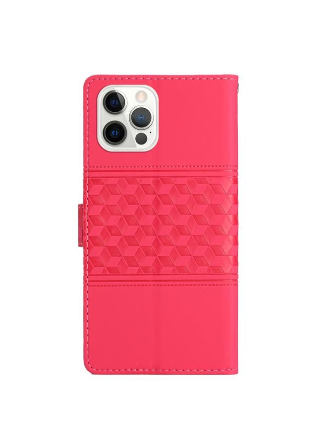 Zaboon Case For iPhone 12 Pro Max Diamond Embossed Skin Feel Leather Phone Case with Lanyard - Image 3