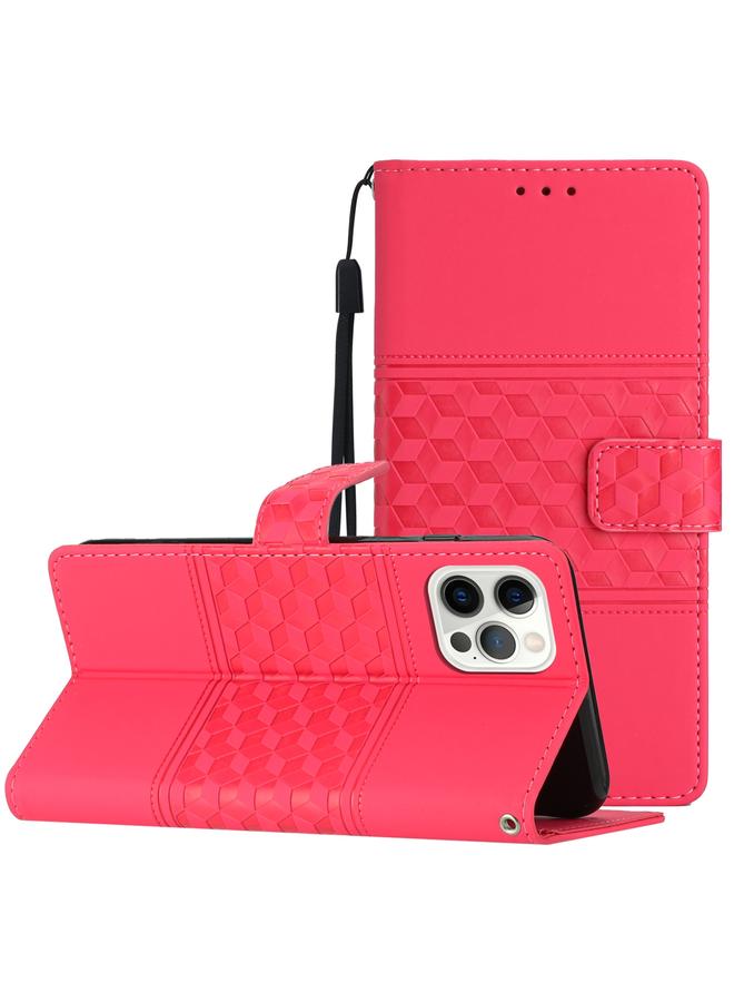 Zaboon Case For iPhone 12 Pro Max Diamond Embossed Skin Feel Leather Phone Case with Lanyard - Image 1
