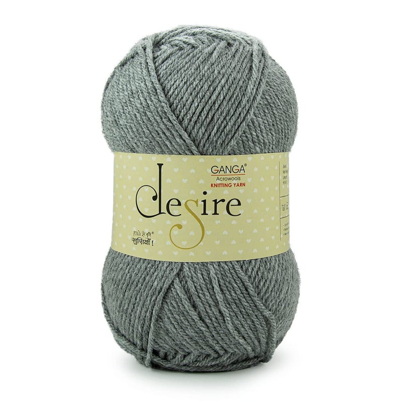 Ganga Acrowools Acrylic Desire Hand Knitting and Crochet Yarn. Pack of 1 Ball - 100Gms. Shade No - Dsr011, Grey - Image 5