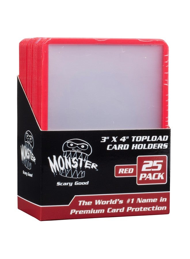 Monster Protectors Monster Top Loaders for Collectible Trading Cards - 25 Count 3"x4" Clear Hard Plastic Protector (Red Border) - Easily Sort Your TCG Cards by Color- Compatible with MTG Magic Gathering, Yugioh, Sports  - Image 2