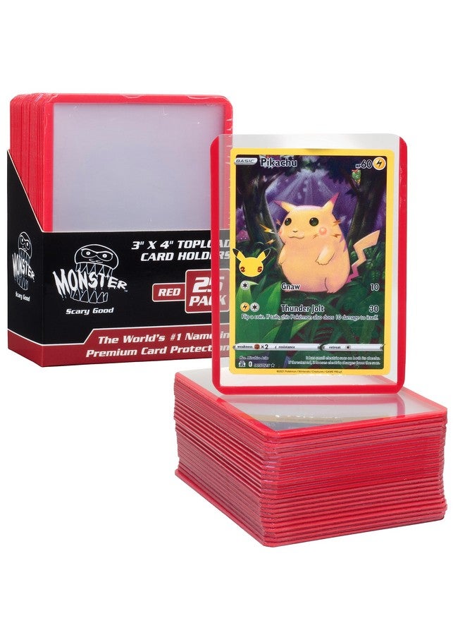 Monster Protectors Monster Top Loaders for Collectible Trading Cards - 25 Count 3"x4" Clear Hard Plastic Protector (Red Border) - Easily Sort Your TCG Cards by Color- Compatible with MTG Magic Gathering, Yugioh, Sports  - Image 4
