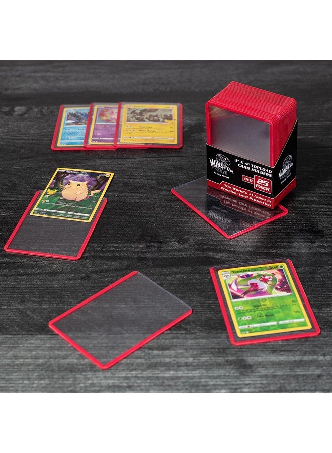 Monster Protectors Monster Top Loaders for Collectible Trading Cards - 25 Count 3"x4" Clear Hard Plastic Protector (Red Border) - Easily Sort Your TCG Cards by Color- Compatible with MTG Magic Gathering, Yugioh, Sports  - Image 5