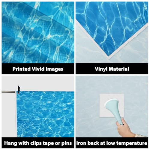 AOFOTO 3x5ft Shining Blue Sea Water Ripple Background Surface of Swimming Pool Photography Backdrop Ocean Marine Style Adult Kid Baby Boy Girl Portrait Photoshoot Studio Props Video Drape Wallpaper - Image 4