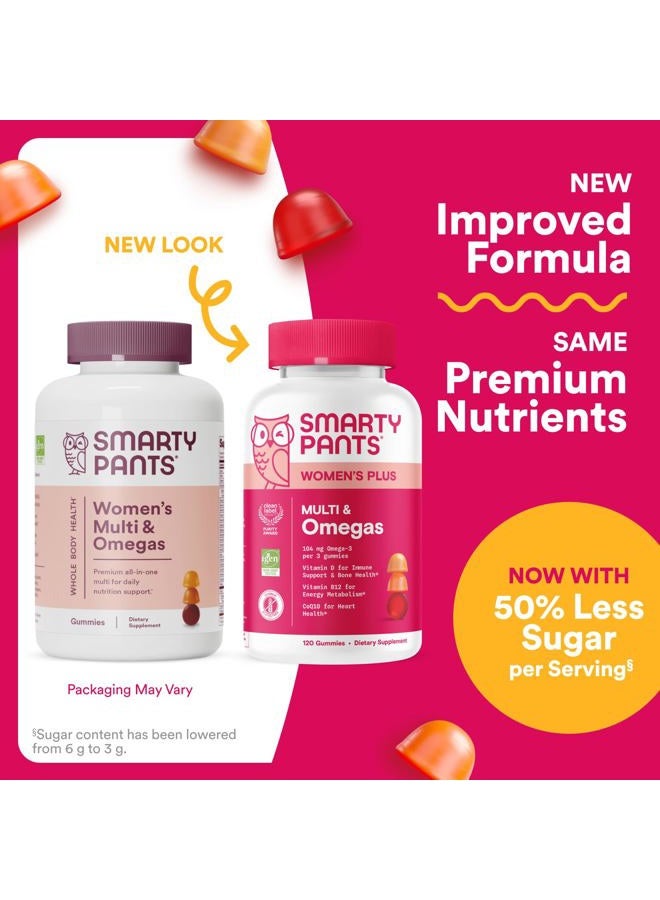 SmartyPants Women's Multivitamin Gummies - Improved Formula: Omega 3 (DHA/EPA), Methylfolate, CoQ10, Vitamin D3, C, Vitamin B12, B6, A, K & Zinc, Inositol, Gluten Free, 120 Count (40 Day Supply) - Image 2
