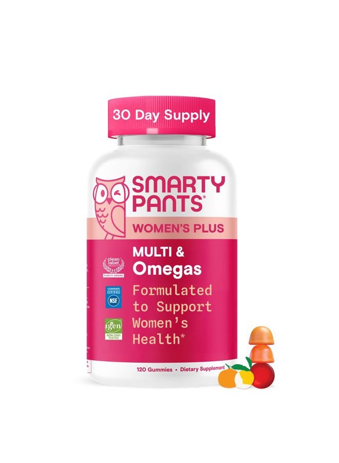 SmartyPants Women's Multivitamin Gummies - Improved Formula: Omega 3 (DHA/EPA), Methylfolate, CoQ10, Vitamin D3, C, Vitamin B12, B6, A, K & Zinc, Inositol, Gluten Free, 120 Count (40 Day Supply) - Image 1