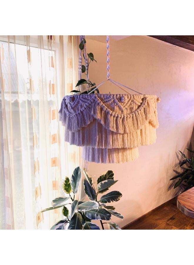 Antikiano Macrame Hanging Lantern,Boho Pendant Lamp,Tassel - Image 2