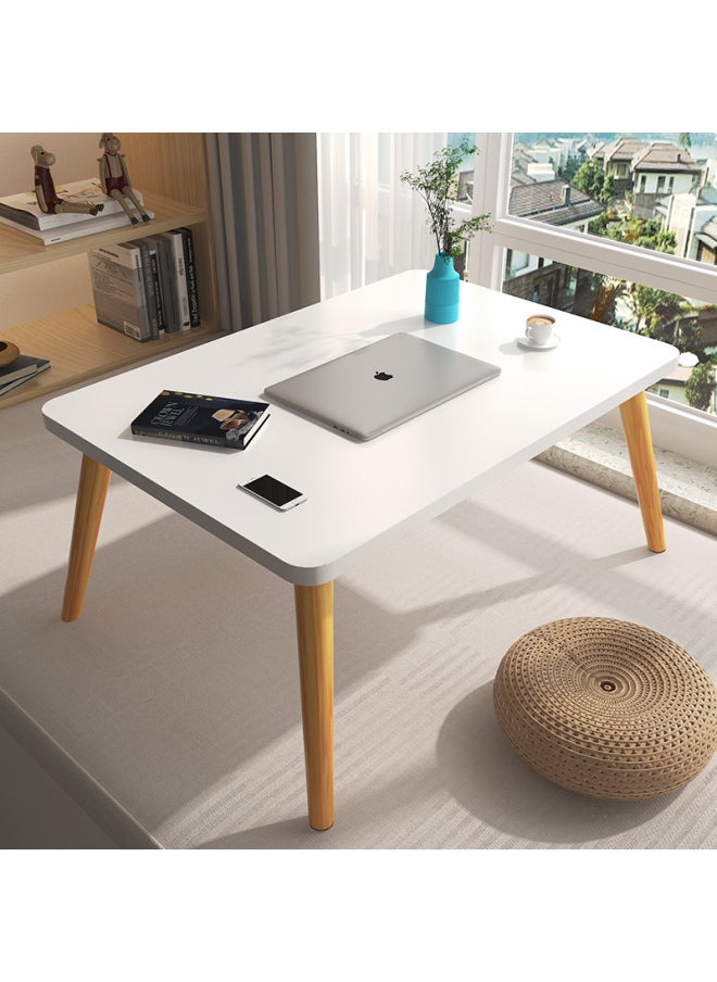 Solid Wood Leg Bed Small Table Home Bedroom Bay Window Learning Writing Office Simple Desk Lazy Computer Table-Color:70*48*30cm [solid Wood Legs] Wood Grain Color  - Image 3