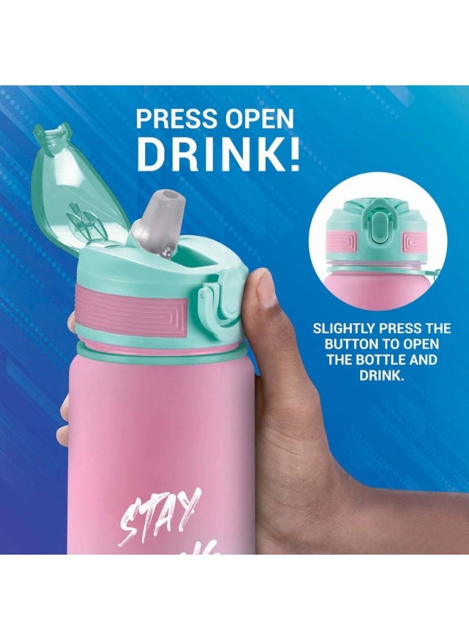 Milton MILTON Gen'Z Water Bottle(Stay Strong) with Straw 1000 ml Shaker  (Pack of 1, Pink, Plastic) - Image 2