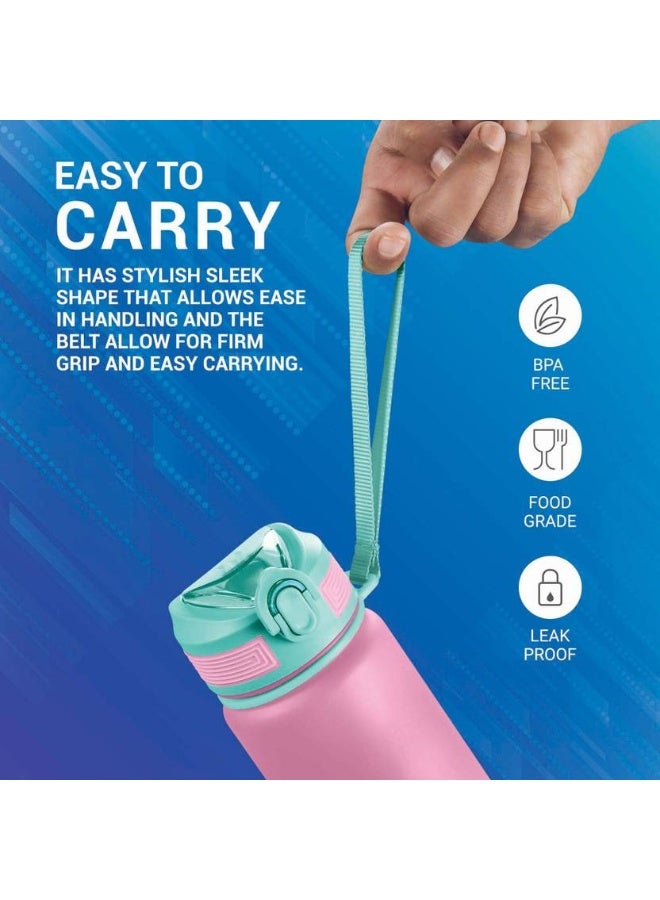 Milton MILTON Gen'Z Water Bottle(Stay Strong) with Straw 1000 ml Shaker  (Pack of 1, Pink, Plastic) - Image 3