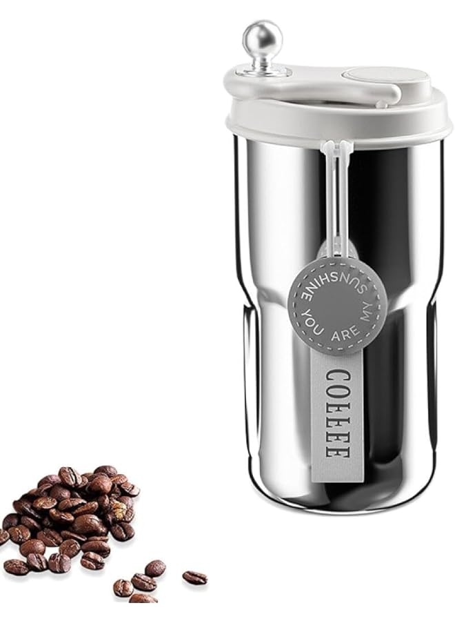 Goodern Insulated Travel Coffee Mugstainless Steel Vacuum Coffee Cup Durable Leakproof Tumbler Thermal Mug Easy Grip Portable Insulated Mug Vehiclemounted Cold Water Retaining Trip Cupsliver  - Image 1