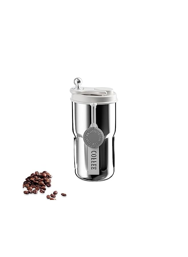 Goodern Insulated Travel Coffee Mugstainless Steel Vacuum Coffee Cup Durable Leakproof Tumbler Thermal Mug Easy Grip Portable Insulated Mug Vehiclemounted Cold Water Retaining Trip Cupsliver  - Image 2