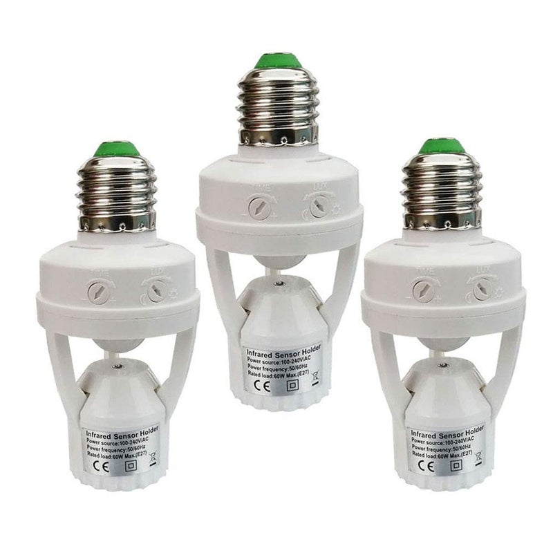 Taigeguang Motion Sensor Light Socket,E26 E27 PIR Motion Screw Bulb Adapter Indoor Use Only, Auto On Off Night Light Control for Garage Basement Porch Storage Room (3 Pack) - Image 1