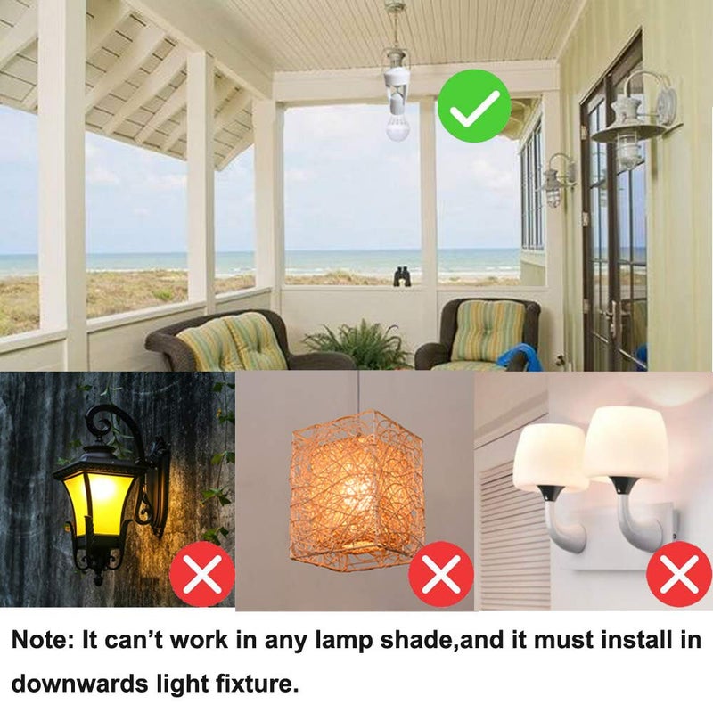 Taigeguang Motion Sensor Light Socket,E26 E27 PIR Motion Screw Bulb Adapter Indoor Use Only, Auto On Off Night Light Control for Garage Basement Porch Storage Room (3 Pack) - Image 4
