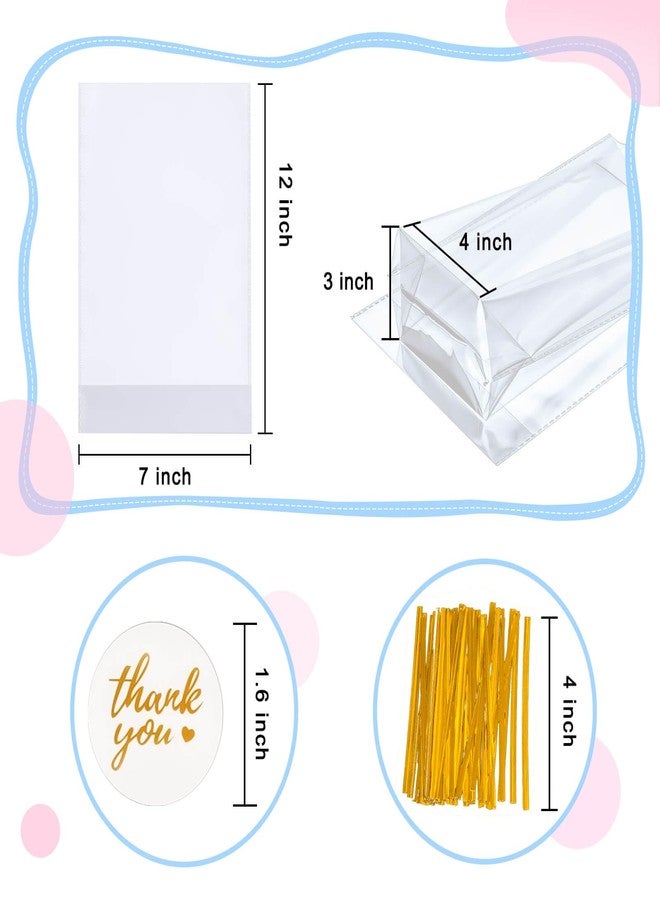 Cherodada Clear Cellophane Treat Bags 7x12 with Flat Bottom & Gusset - Image 2