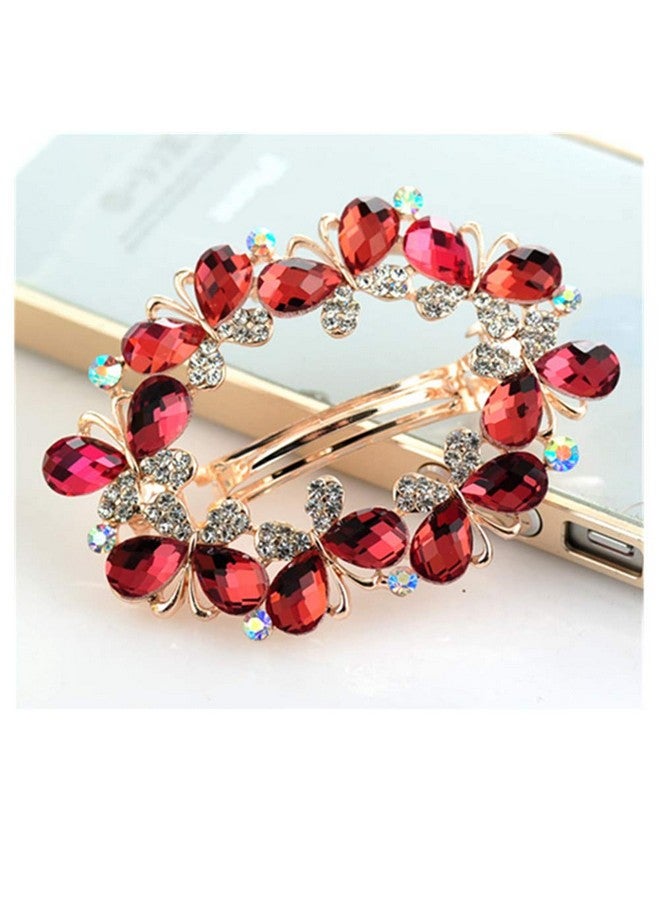 Ruihfas Bridal Hair Jewelry Austria Rhinestone Crystal Hair Barrette For Women Clips Hair Hairpins (Red) - Image 5