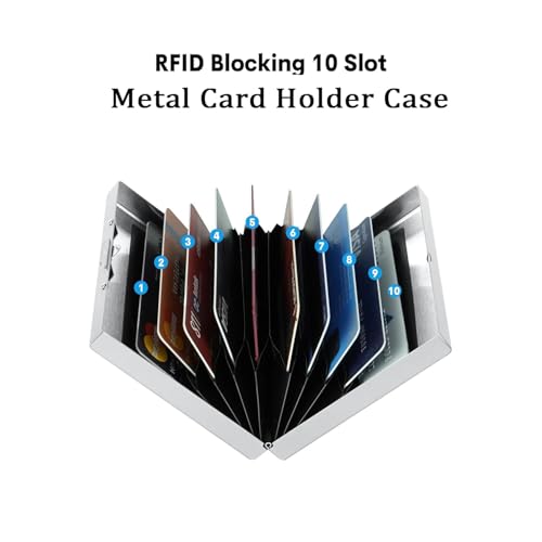 Stealodeal 10 Slot RFID Block Pattern Metal Credit Debit Card Holder Case Wallet for Men and Women - Image 5