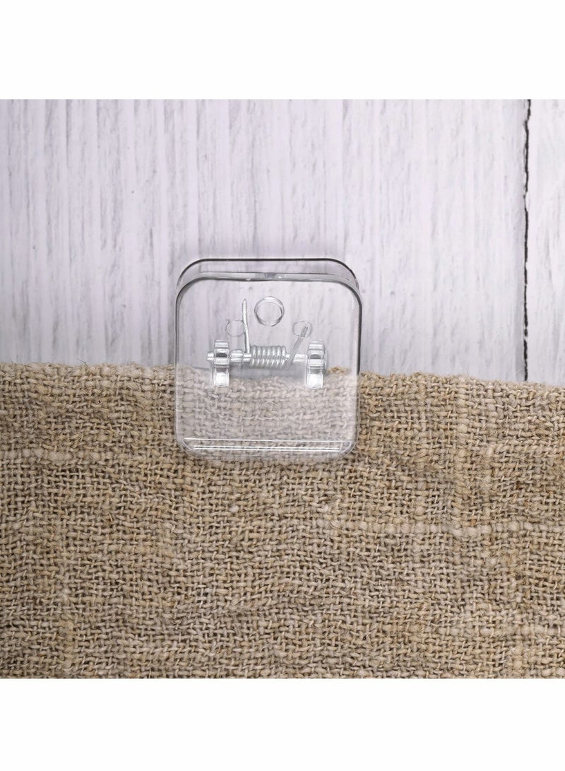 Self Adhesive Clips, Tapestry Hangers, Wall Clips, Shower Curtain Clips, Photo Clips for Paper Flag Hanger Double-Sided Adhesive Spring Clips for Teachers, Poster and Home Office Rope(Clear,12 Pcs)