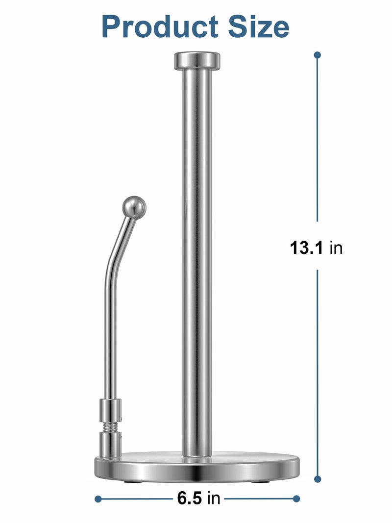 SMARTAKE SMARTAKE Paper Towel Holder, Paper Towel Dispenser Standing Weighted Base Non Slip, Spring Arm for Easy Tear, Stainless Steel Paper Towel Holder for Home Kitchen Countertop Tabletop, Silver  - Image 3