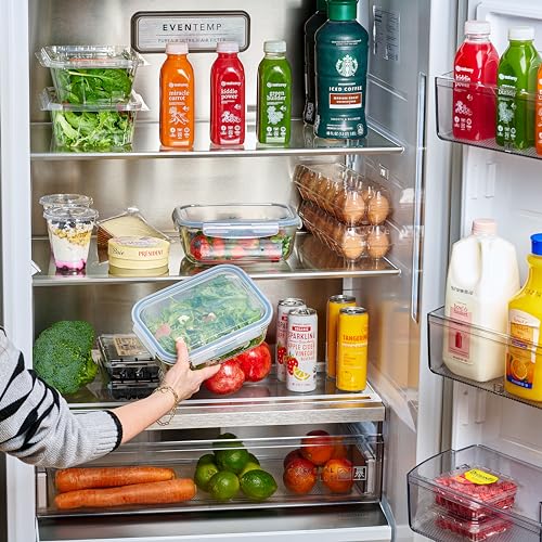 Le'raze 4pc Set 8 Cup64oz Large Glass Food Storage Containers with Lids Airtight Meal Prep Container with Lid Lock Freezer Microwave Oven Safe Clear Lunch Bowl Stackable Baking Pantry Organizer 2Pack - Image 3