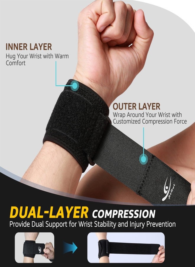 HiRui Wrist Compression Strap Wrist Brace Wrist Wraps for Fitness, Weight Lifting, Tendonitis, Carpal Tunnel Arthritis, Pain Relief, Great Support for Men Women, Adjustable (2 PCS) - Image 4